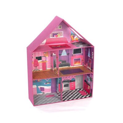 China Wholesale Miniature Cardboard Porcelain New Products Modern High Quality Polycotton And Doll House Kids Play Doll House for sale