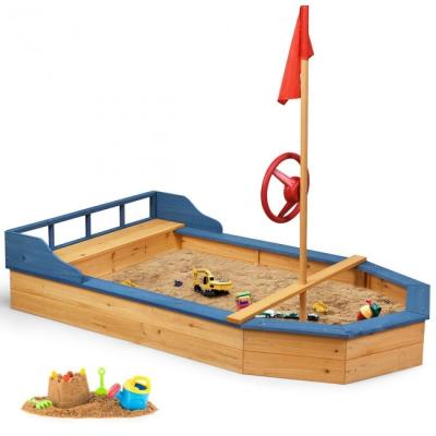 China Best Choice Wooden Wooden Pirate Ship Wooden Sandpit For Kids for sale