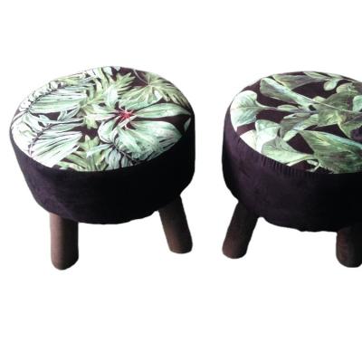 China Foldable Home Round Upholstered Ottoman Foot Stool for sale