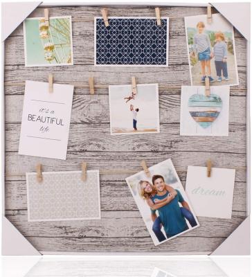 China Massage Board Clip Photo Holder, Photo Collage Frame, Large Picture Display Frame with 12 Wooden Clothespin Clips for Hanging Home Decor for sale