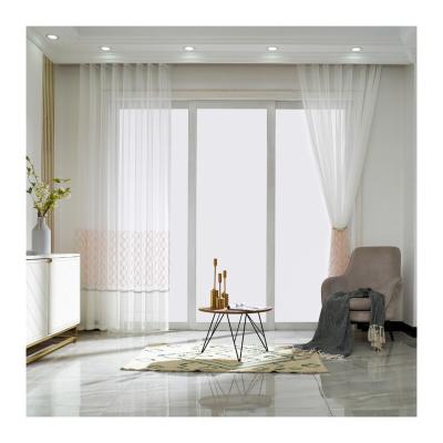 China Blackout Factory Outlet Embroidered White Sheer Curtains For Living Room And Bedroom Blackout Curtain Fabric for sale