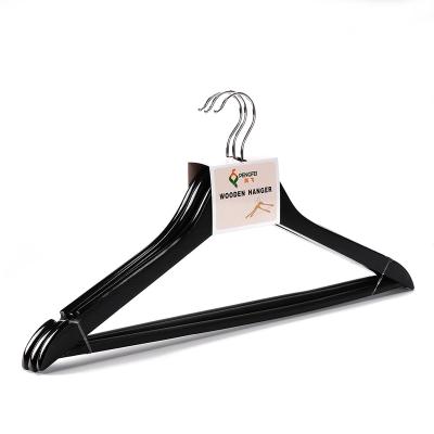 China Modern cheap wooden hanger black wooden top supermarket hanger for wholesale for sale