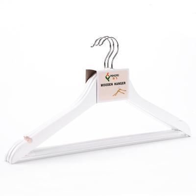 China Wholesale minimalist classic style white wooden hanger with the round bar for sale