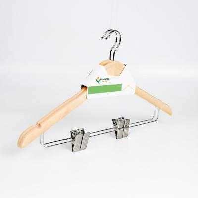 China Wholesale Minimalist Clothing Pants Clips Wooden Suit Coat Hangers Hotel Hanger With Clip for sale