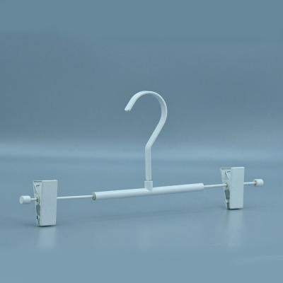 China Factory wholesale minimalist white adult metal pants hangers pants hangers with metal clips for sale