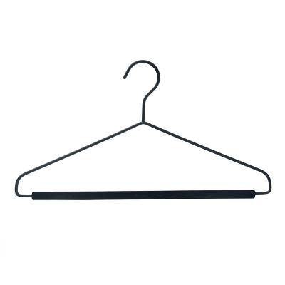 China Traditional High Quality Durable Black Metal Wire Hanger Velvet Coat Suit Hanger For Clothing for sale