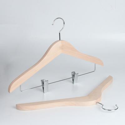 China Custom Non Painting Heavy Wooden Coat Hangers Personalized Material Eco - Friendly Coat Hanger For Fabrics for sale