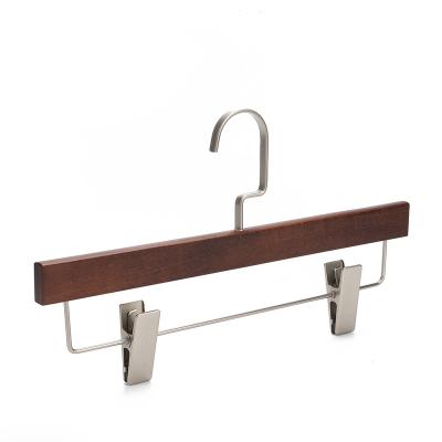 China Display Clothes Supplier Pengfei Rated Mahogany Wooden Tops Organizer Pants/Skirts Hanger For Wholesaler à venda