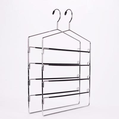 China Minimalist Space Saving 4 Ties Metal Stainless Steel Scarf Towel Men Pants Hanger With PVC Bar à venda