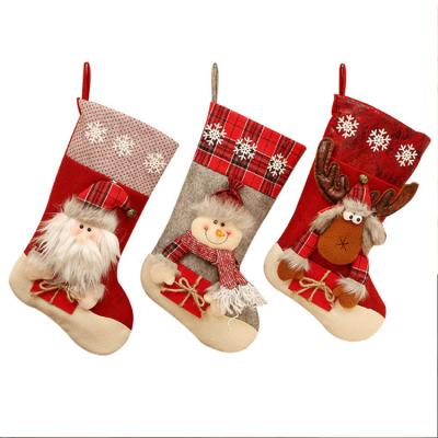 China Christmast Ornament Christmas Home Decoration Santa Snowman Sock Christmas Stocking Children's Gift Bag for sale