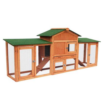 China Wooden Rabbit Hutch Viable Extra Large Chicken Run Cage Cage with Two Ramps for sale