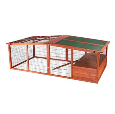 China Viable Outdoor Walk-in Ferret Cage Poultry Enclosure Wooden Chicken Cage Hutch With Spacious Run for sale