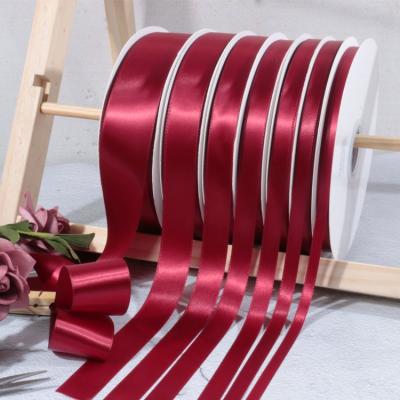 China 2021 Double Strap Luxury 10MM High Tenacity YFXC Face Satin Ribbon Ribbon Roll Satin Strap For Shoes Red for sale