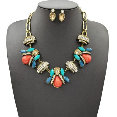 China CLASSIC 2020 European and American Fashion Show Charm Gold Orange Retro Butterfly Crystal Gem Jewelry Luxury Colorful Animal Necklaces for sale