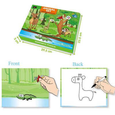 China Early Education Children Educational 2 IN 1 Animal Magnetic Puzzle Drawing Toys for sale