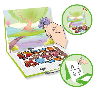 China Early Education Kids Educational 2 IN 1 Dinosaur Magnetic Puzzle Drawing Toys for sale