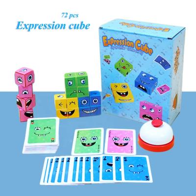 China Toy Kids DIY Montessori 3D Expression Match Block Puzzle Building Cube Intelligent Game 72PCS for sale