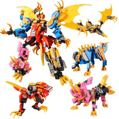 China 850pcs 4 in 1 Dino Transform Gold Wing Building Block Toy for sale