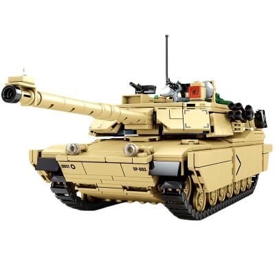 China Military Building Toy 1052PCS USA M1A2 Abrams Tank Building Blocks With WW2 Army Soldier Figures Toys For Children 0100 for sale