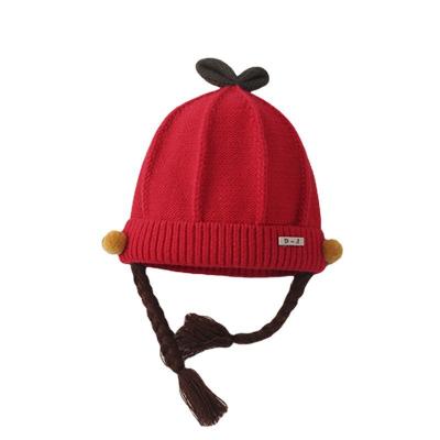 China Wholesale COMMON Knitted Earflap Hat Braid Wig Keep Warm For Kids Babies Winter Hats for sale