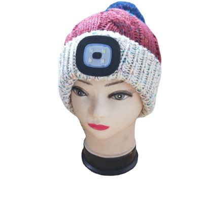 China New COMMON 2022 Unisex Led Light Up Beanie Hat 4 LED Winter Knitted Hats With Pompom for sale