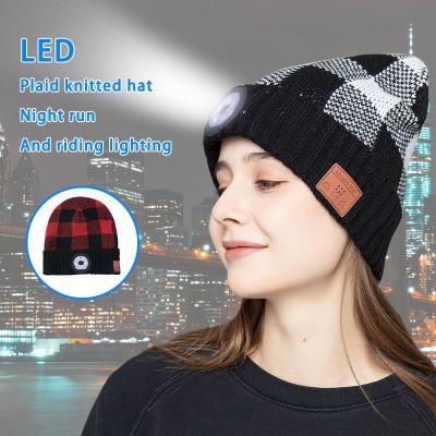 China COMMON Led Beanie Hat With Light Knit Hat With Headlamp Upgraded Usb 5 Led Lighted Beanie Cap Rechargeable for sale