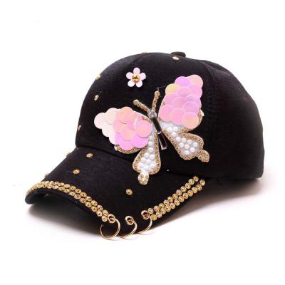 China Fashion NEW JOINT industry news rhinestone sequins baseball cap women's outdoor bow hat diamond sunshade hat for sale