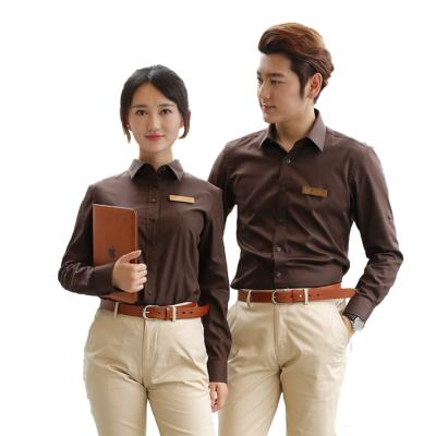 China Slim Fit OEM Restaurant Workwear Shirt Chain Shop Workwear Waiter Clothing for sale