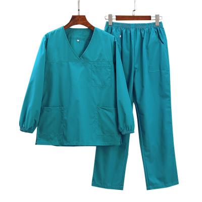 China Wholesale Customized Hospital Polyester Cotton Beauty Salon Surgical Gown Long Sleeve Uniform Medical Nurse Scrub for sale