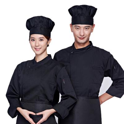 China Best Selling Hotel Kitchen Hygienic Long Sleeves Black Western Chef Cooking Chef Uniforms for sale