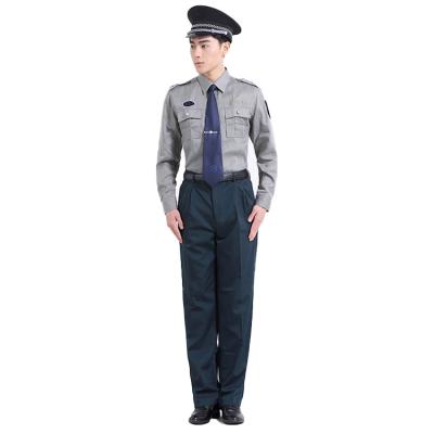 China Best Design Selling Anti-pilling Men Gray Long Shirt Guard Security White Blue Guard Uniforms for sale