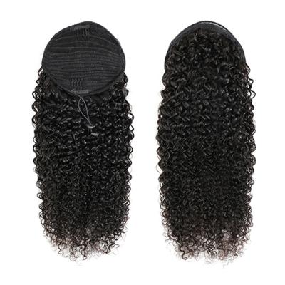 China Body Wave Unprocessed Virgin Indian Wrap Around Curly Ponytails Hair Drawstring Ponytail Clip In Wig For Woman for sale