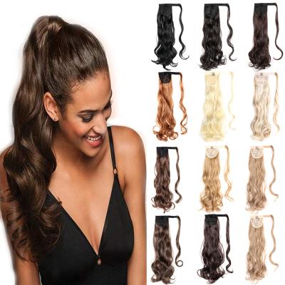 China U-tip Hair Extensions Synthetic Pony Tail Hair Drawstring Ponytails Blonde High Temperature Fiber Hair Straight Long for sale