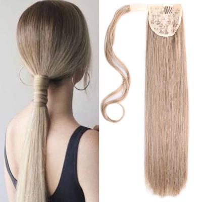 China U-tip hair 22inch Ombre mix color wavy straight silk wrap around tape magic clip in ponytail hair extension for sale