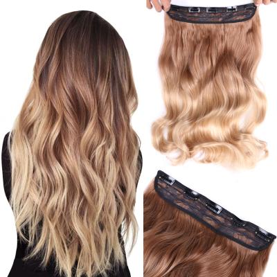 China U-tip Hair 22 Inch Long Straight Brown Blonde 5 Wavy Curly Clip In One Wig Hair Extensions for sale