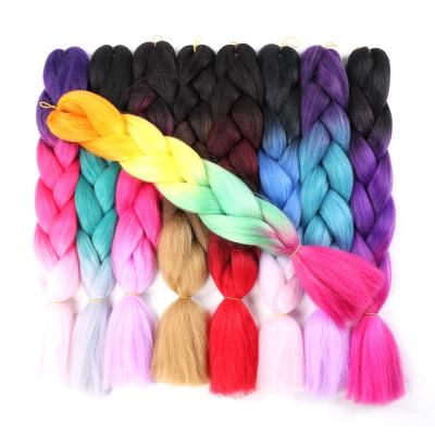 China Jumbo Braiding Hair Synthetic Hair Crochet Box Braids Customized 24 Inch 100g Ombre Color Single Bulk Hair Elephant Braids for sale