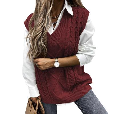 China 2021 Autumn Breathable Women Fashion Solid Color Vests Over The Sweaters Women's Sweater for sale