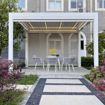 China Easily Assembled Motorized Aluminum Gazebo 100% Outdoor Waterproof Motorized Garden Louvered Pergola Leisure Pergola for sale