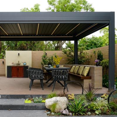 China Easily Assembled Outdoor Luxury Waterproof Aluminum Pergola Gazebo Sunshade Roof Canopies Outdoor Bioclimatic Pergolas for sale