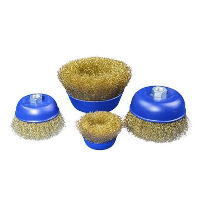 China For Removing Staining SALI 5 Inch High Quality Wire Cup Brush Brass Crimped Wire Cup Brush With Blister Packing for sale