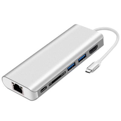 China Charging+Data Transfer 6 in 1 with 4K@30Hz USB Hub USB3.0 Power Supply Ethernet Network Card Reader SD TF Multiport USB Hub Type Wireless Hub vs for sale