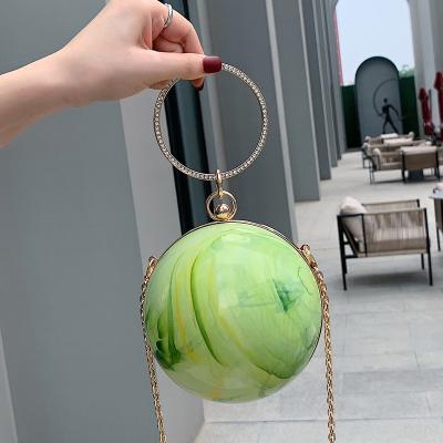 China Messenger Bag Summer Small Lady New Ladies Spherical Cool and Cute Fashion Acrylic Wrist Bag Ladies Grab Bag for sale