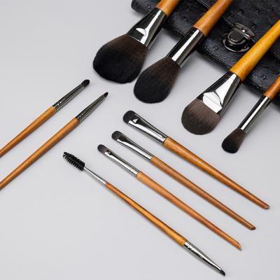 China Angular Blush Professional Wholesale Professional Wooden Makeup Brush Set Color 10 Pcs for sale