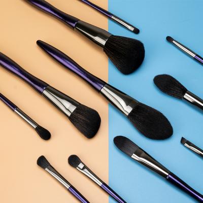 China Angular Blush Professional Makeup Brush Set Bamboo Handle Cosmetic Brushes Custom Logo for sale