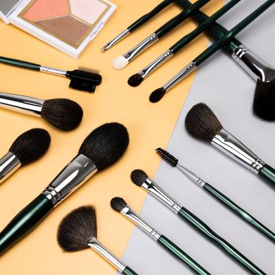 China Angular Blush Mini 14 Daily Makeup Wholesale Customized Unique Makeup Brush Set Green for sale