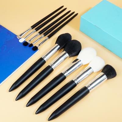 China Angular Blush Wholesale Professional Black Make Up Brushes Private Label 10pcs Makeup Brush for sale