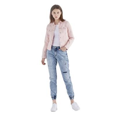 China Plus Size Ladies Waist Stretch Mid Waist Slapped Patches Denim Loose Fit Jogger Friend Women Baggy Jeans for sale