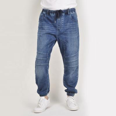 China PEEL SENSATION Boys Cloth Pockets Sexy Ruler Middle Elastic Waist Cuffed Polyester Cotton Denim Pants Men Jeans for sale