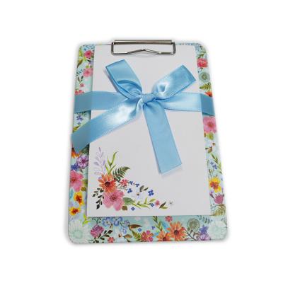 China Self Adhesive Customized Notepad Notepad with Ribbon and Clip Board-Flower for sale