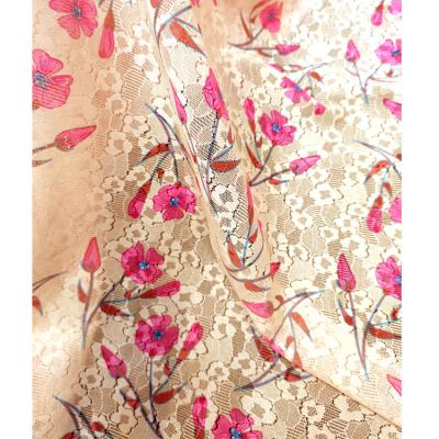 China Wholesale 100% Digital Printing Lace Embroidered Polyester Lace Fabric Shrink-Resistant At Low Price for sale